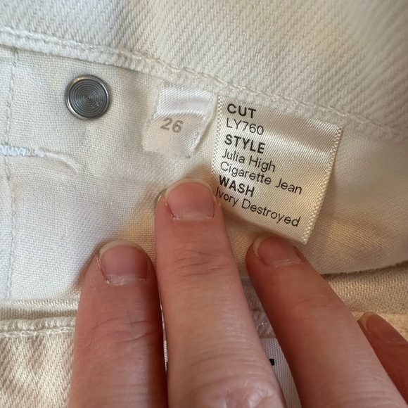 NWOT REFORMATION Julia High Waist Cigarette Jeans Destroyed Ivory 26 - Picture 8 of 8